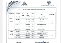 جدول إمتحانات مواد التخلفات والمحملة للفصل الدراسى الأول للعام الجامعى 2023/3024